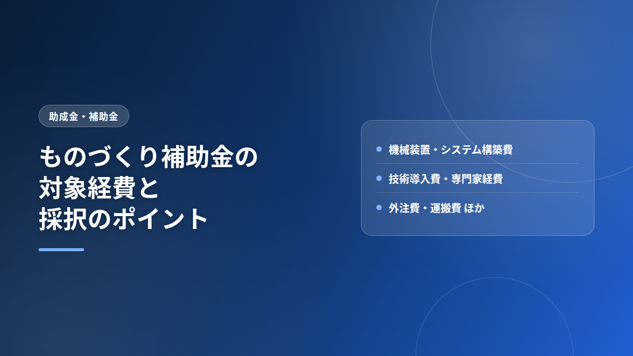 ものづくり補助金の対象経費と採択のポイント