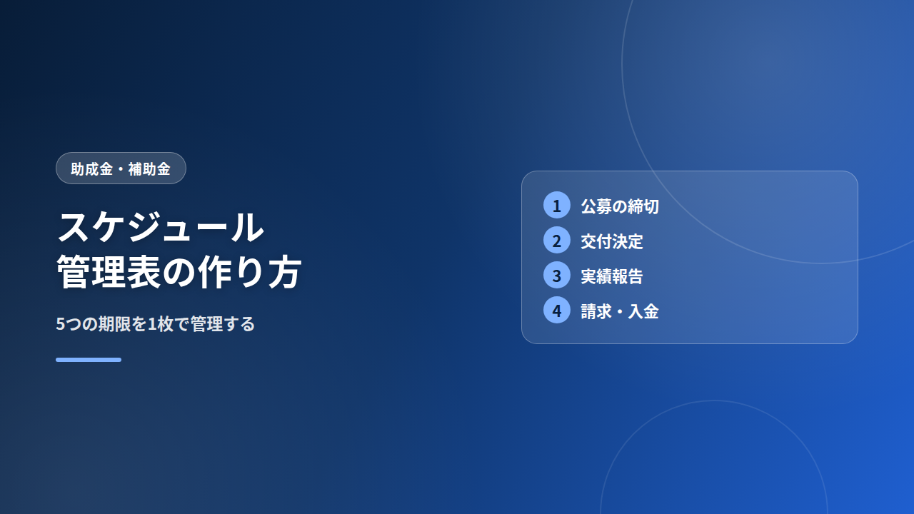 補助金のスケジュール管理表の作り方