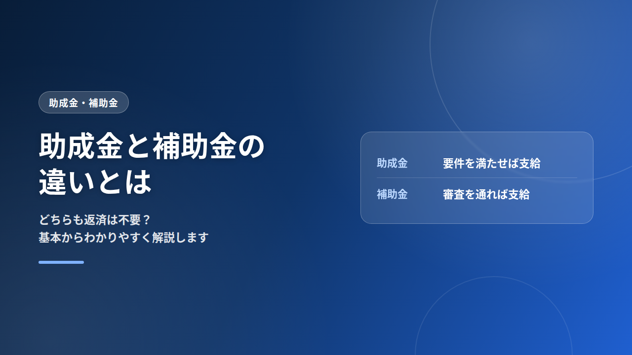 助成金と補助金の違いは？返済不要かどうかを基本から解説